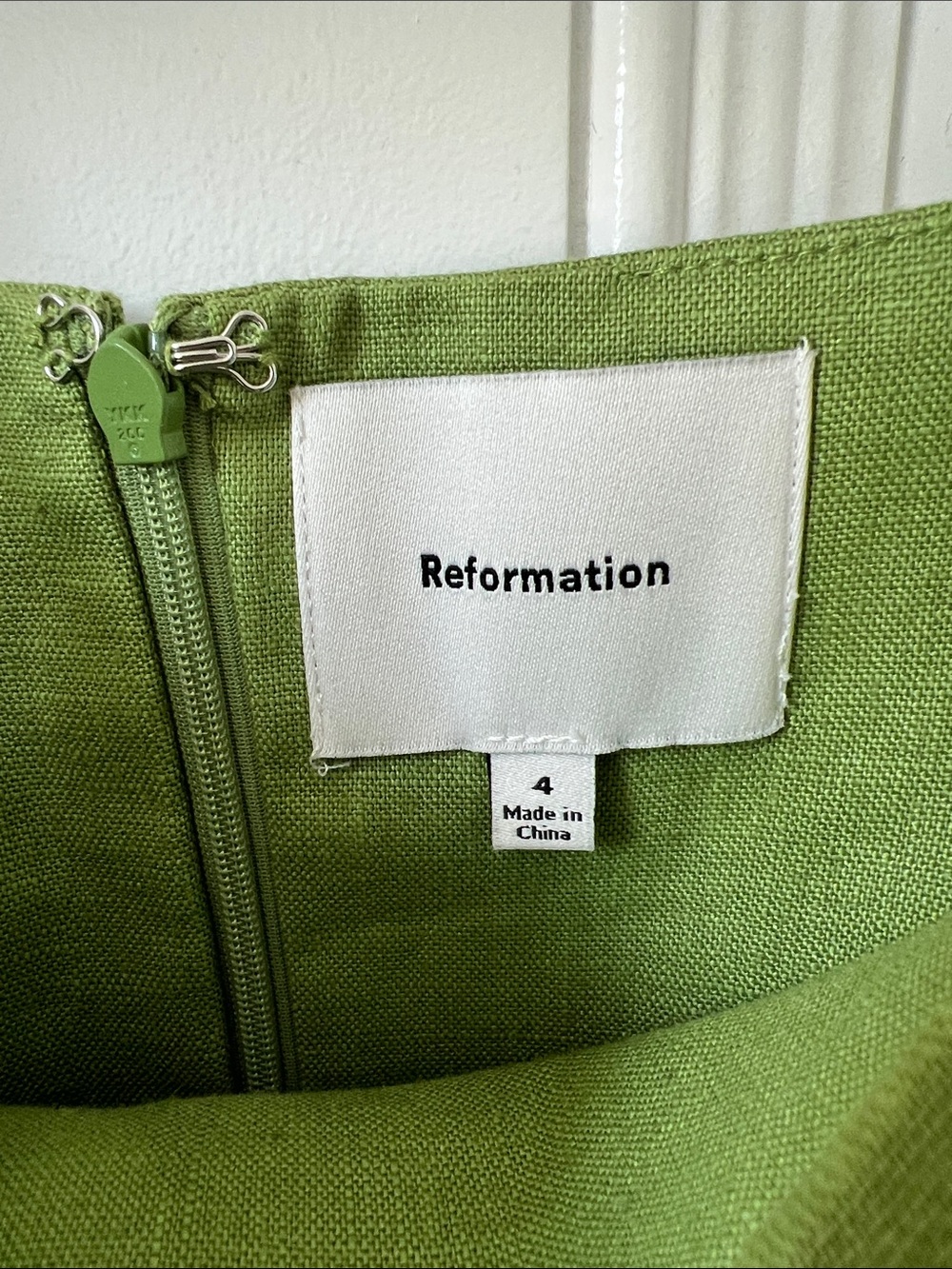 Reformation Lime Green Sleeveless Linen-Blend Mini Dress - Picture 2 of 3